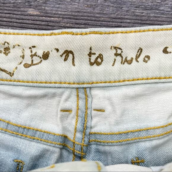 Princess Vera Wang born to rule tie dyed denim cut off Jean shorts size 9 B75 - Picture 2 of 4